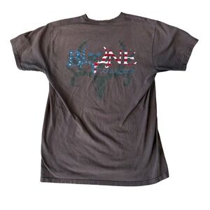 Bone Collector T-Shirt Mens Large Graphic Tee American Flag‎ Skull Antlers Brown